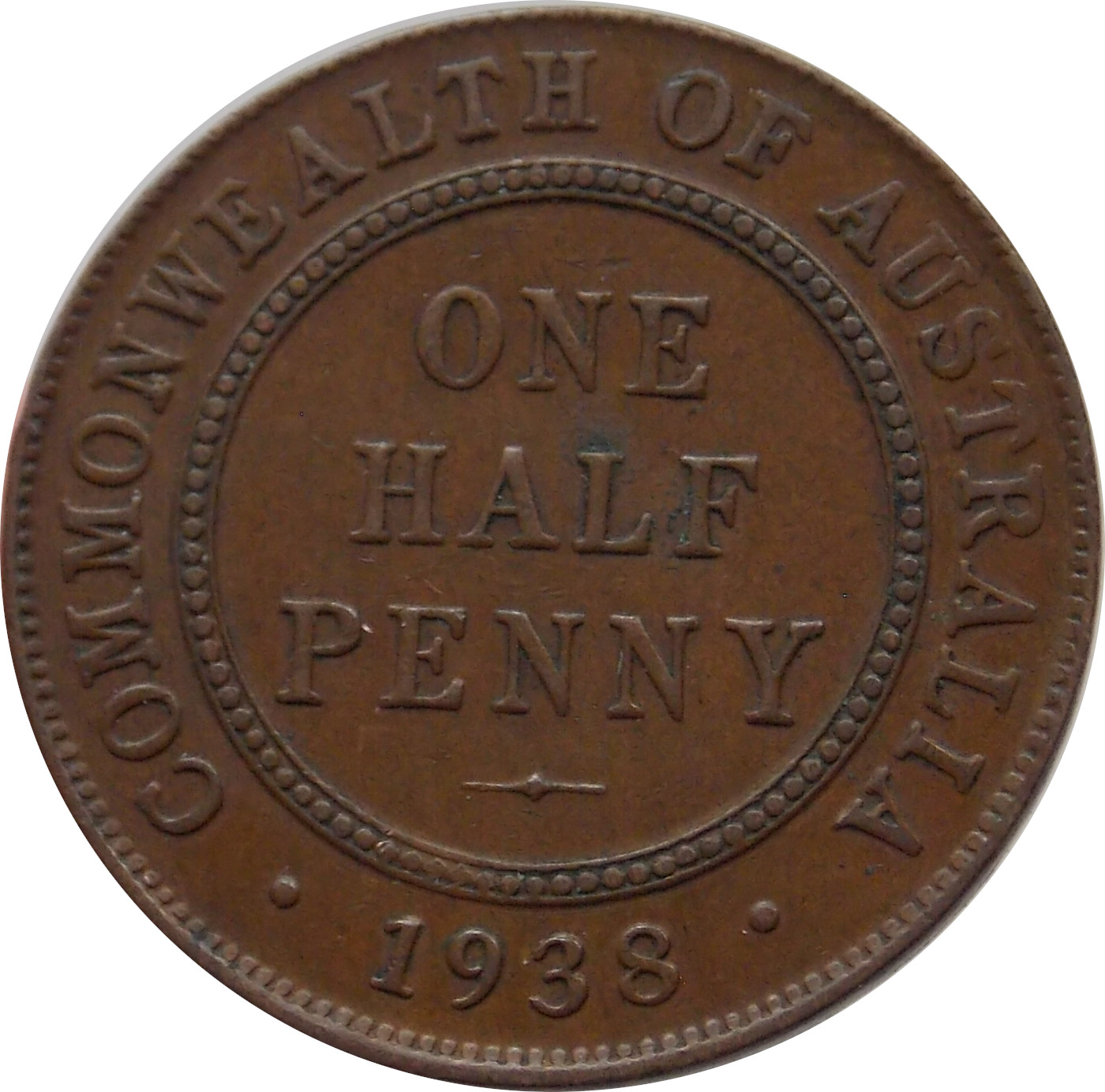 Austrália 1 2 Penny 1938 NUMIZMATIKA DENÁR