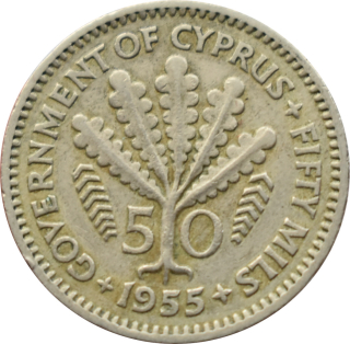 Cyprus 50 Mils 1955