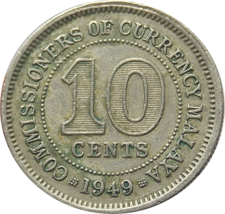 Malaya 10 Cents 1949