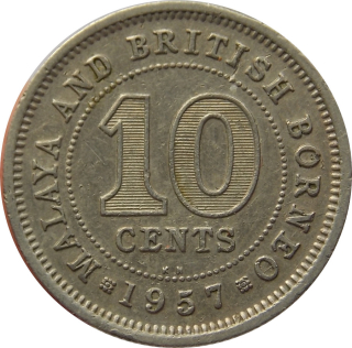 Malaya a Britské Borneo 10 Cents 1957 KN