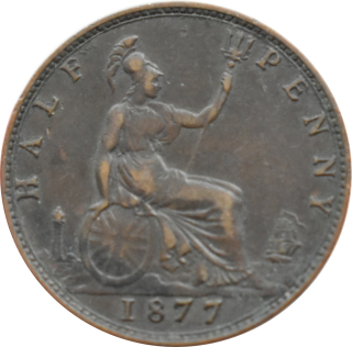 Anglicko 1/2 Penny 1877