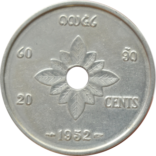 Laos 20 Cents 1952