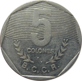 Kostarika 5 Colones 1989
