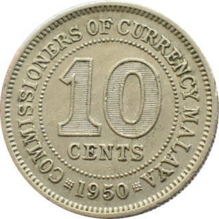 Malaya 10 Cents 1950