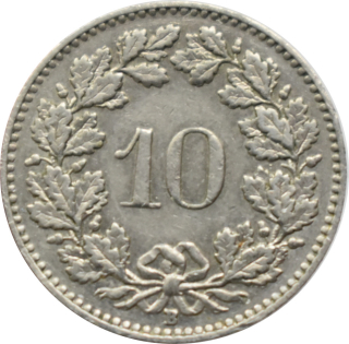 Švajčiarsko 10 Rappen 1957