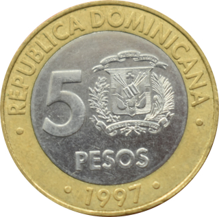 Dominikánska republika 5 Pesos 1997