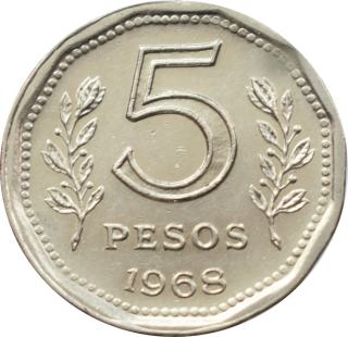 Argentína 5 Pesos 1968