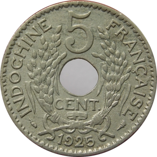 Francúzska Indočína 5 Centimes 1925