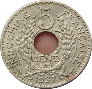 Francúzska Indočína 5 Centimes 1937