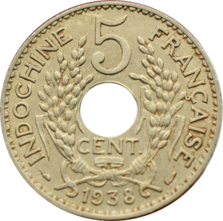 Francúzska Indočína 5 Centimes 1938